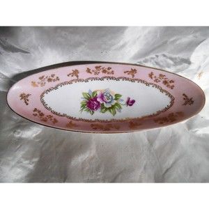 VTG Arnart 5th Ave Hand Painted Oval Porcelain Relish / Celery Tray Dish 10"